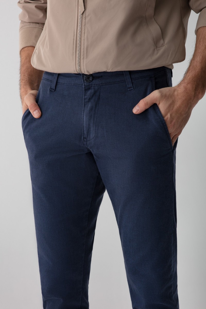 SPODNIE BAWEŁNIANE CARLOS BLUE 219 SLIM