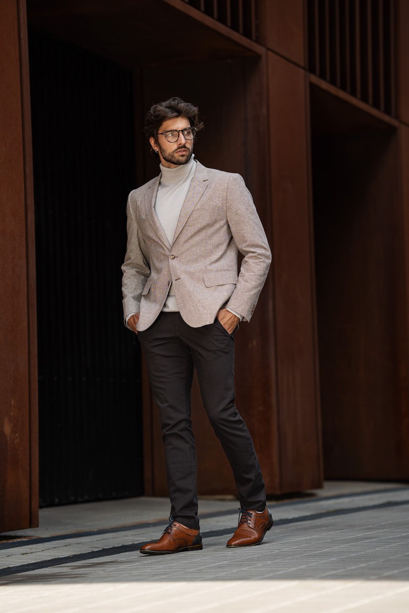 SPODNIE BAWEŁNIANE EDWARD BRĄZ 219  SLIM