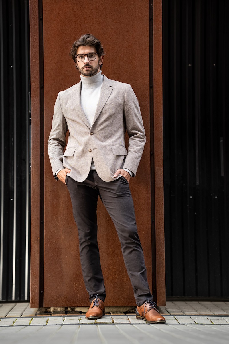 SPODNIE BAWEŁNIANE EDWARD BRĄZ 219  SLIM