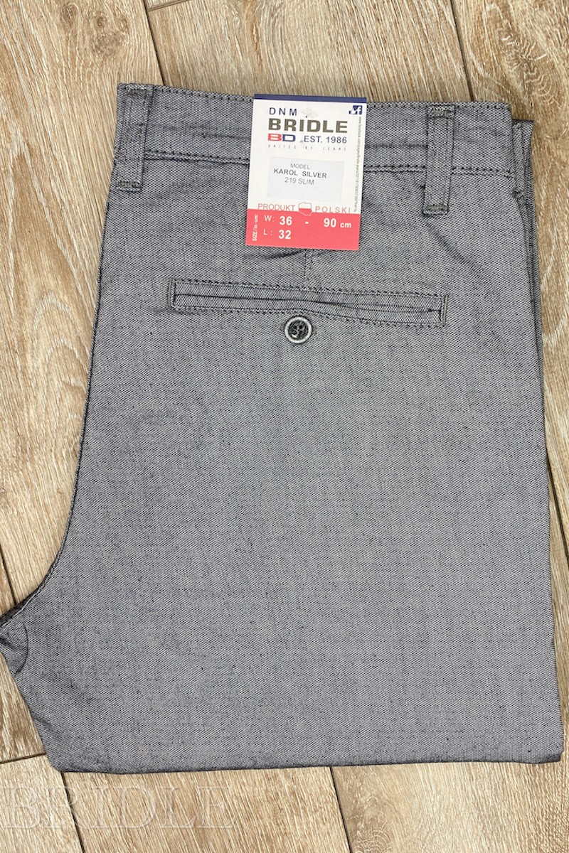 SPODNIE BAWEŁNIANE KAROL SILVER 219 SLIM