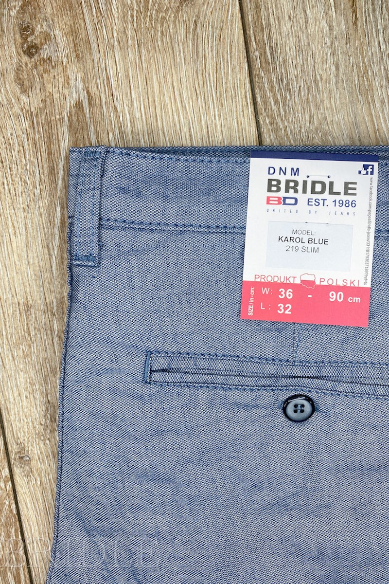 SPODNIE BAWEŁNIANE KAROL BLUE 219 SLIM
