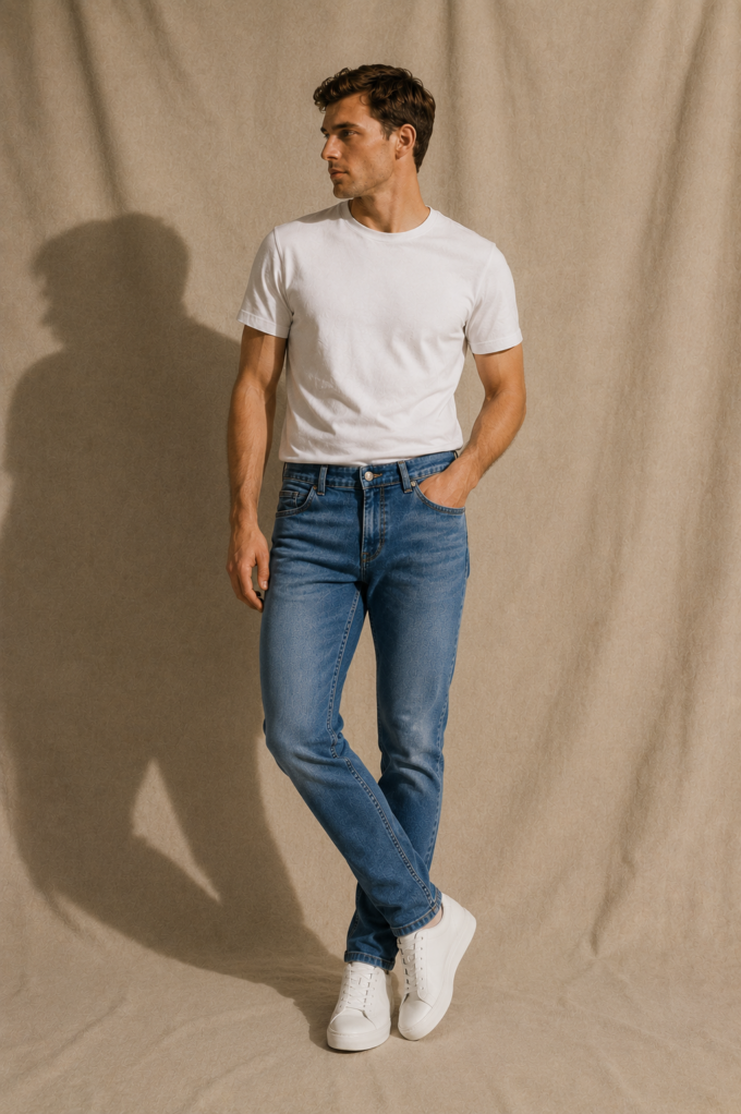 Jeansy męskie Gabriel niebieskie 109 Comfort Slim – zdjęcie 7