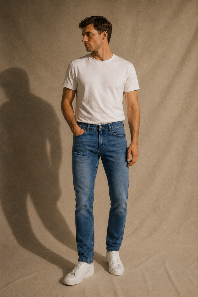 Jeansy męskie Gabriel niebieskie 109 Comfort Slim – zdjęcie 6