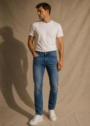 Jeansy męskie Gabriel niebieskie 109 Comfort Slim – zdjęcie 6