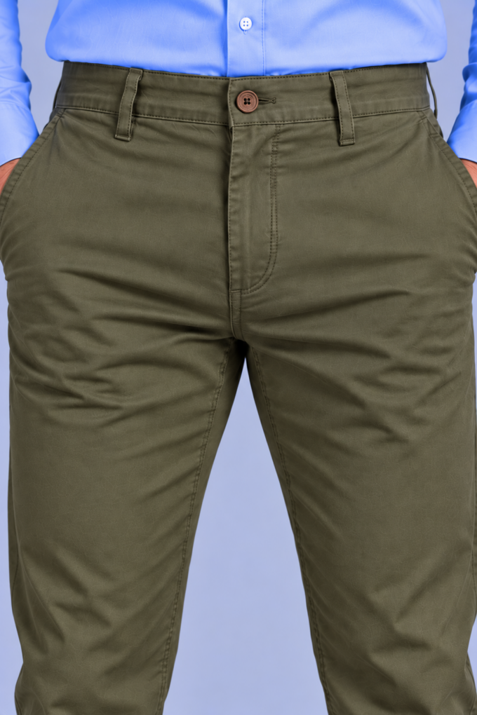 Spodnie męskie Marron oliwka 211 Comfort Slim – zdjęcie 2