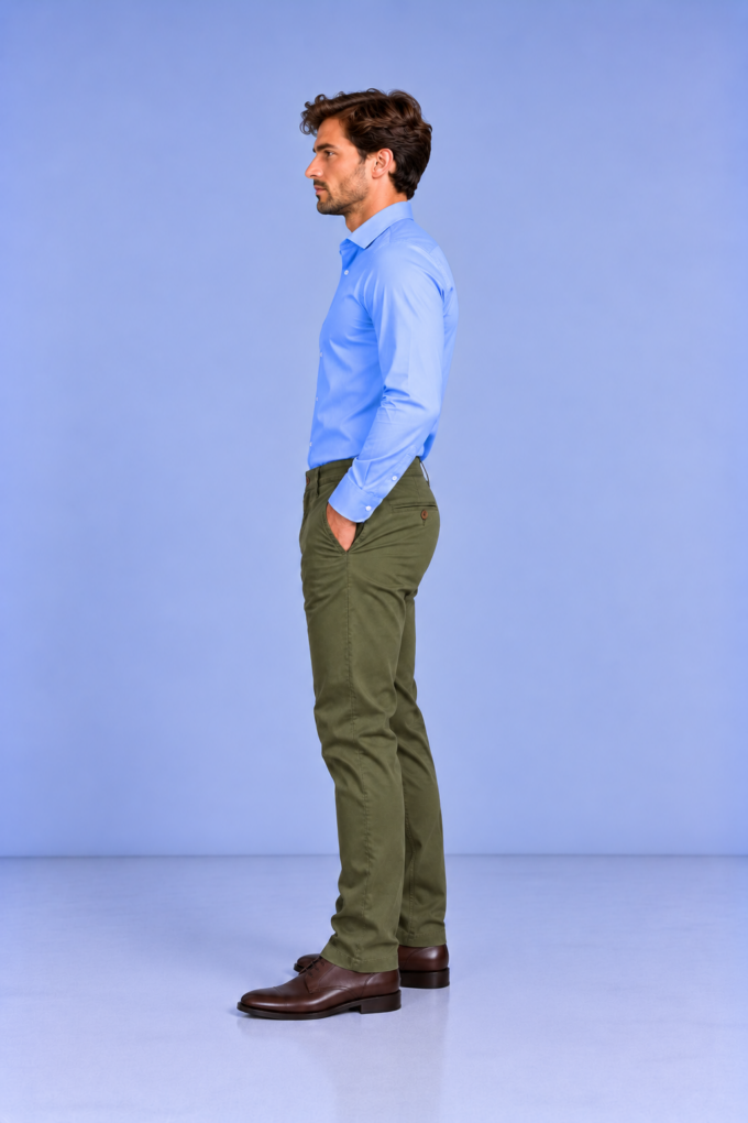 Spodnie męskie Marron oliwka 211 Comfort Slim – zdjęcie 3