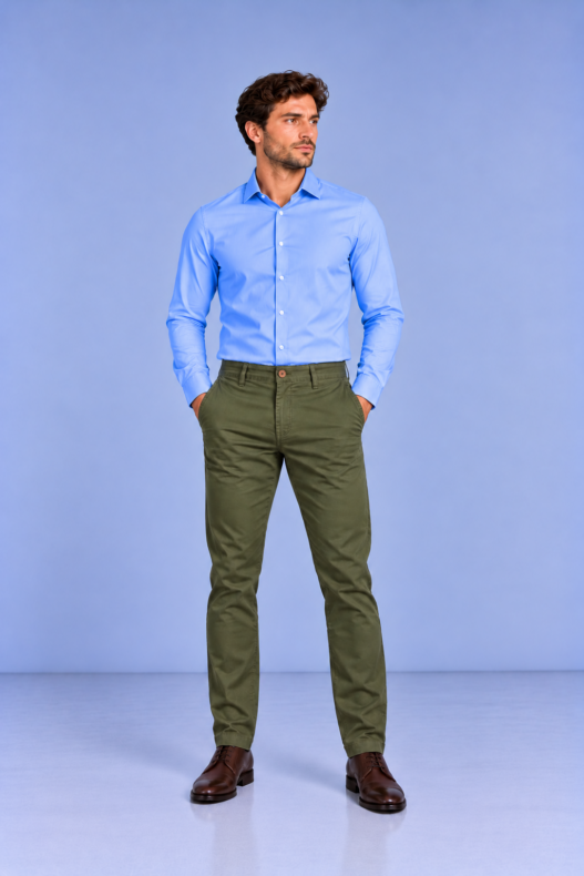 Spodnie męskie Marron oliwka 211 Comfort Slim – zdjęcie 1