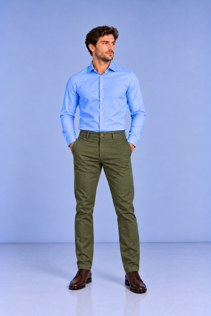 Spodnie męskie Marron oliwka 211 Comfort Slim – zdjęcie 1